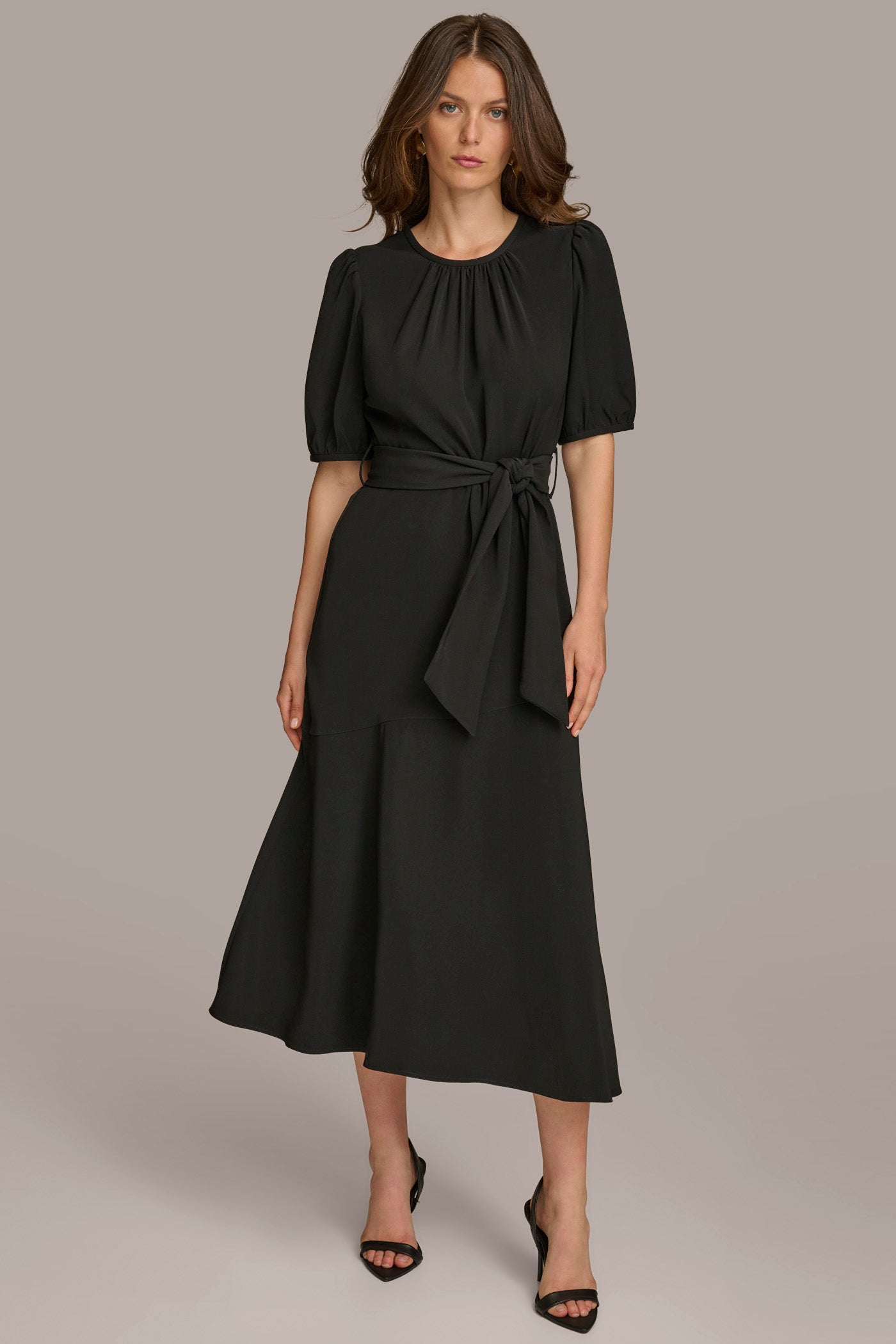 (image for) DISTINCTIVE SELF TIE BELT MIDI DRESS